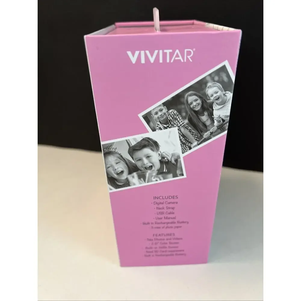 Vivitar Instaprint Digital Camera Pink Compact 4 Games 12mp USB-C Strap Included